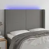 Image de vidaXL Tête de lit à LED Gris foncé 147x16x118/128 cm Tissu