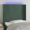 Image de vidaXL Tête de lit à LED Vert foncé 93x16x118/128 cm Velours