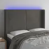 Image de vidaXL Tête de lit à LED Gris foncé 147x16x118/128 cm Velours