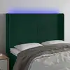 Image de vidaXL Tête de lit à LED Vert foncé 147x16x118/128 cm Velours