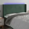 Image de vidaXL Tête de lit à LED Vert foncé 163x16x118/128 cm Velours
