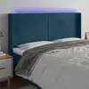 Image de vidaXL Tête de lit à LED Bleu foncé 163x16x118/128 cm Velours