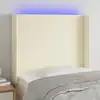 Image de vidaXL Tête de lit à LED Crème 93x16x118/128 cm Similicuir