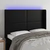 Image de vidaXL Tête de lit à LED Noir 147x16x118/128 cm Similicuir