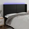 Image de vidaXL Tête de lit à LED Noir 163x16x118/128 cm Similicuir