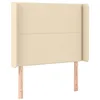 Image de vidaXL Tête de Lit à LED Meuble de Chambre à Coucher Accessoire de Lit Simple Tête de Cadre de Lit Intérieur Crème 103x16x118/128 cm Tissu