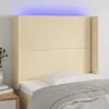 Image de vidaXL Tête de lit à LED Crème 103x16x118/128 cm Tissu