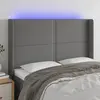 Image de vidaXL Tête de lit à LED Gris foncé 147x16x118/128 cm Tissu