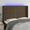 Image de vidaXL Tête de lit à LED Marron foncé 147x16x118/128 cm Tissu