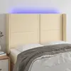 Image de vidaXL Tête de lit à LED Crème 147x16x118/128 cm Tissu