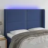 Image de vidaXL Tête de lit à LED Bleu 147x16x118/128 cm Tissu