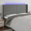 Image de vidaXL Tête de lit à LED Gris foncé 183x16x118/128 cm Tissu