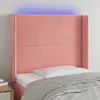Image de vidaXL Tête de lit à LED Rose 93x16x118/128 cm Velours