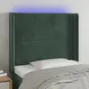 Image de vidaXL Tête de lit à LED Vert foncé 103x16x118/128 cm Velours