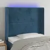 Image de vidaXL Tête de lit à LED Bleu foncé 103x16x118/128 cm Velours