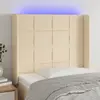 Image de vidaXL Tête de lit à LED Crème 93x16x118/128 cm Tissu