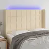 Image de vidaXL Tête de lit à LED Crème 147x16x118/128 cm Tissu