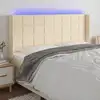 Image de vidaXL Tête de lit à LED Crème 163x16x118/128 cm Tissu