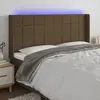 Image de vidaXL Tête de lit à LED Marron foncé 203x16x118/128 cm Tissu