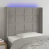 Image de vidaXL Tête de lit à LED Gris clair 83x16x118/128 cm Velours