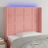 Image de vidaXL Tête de lit à LED Rose 103x16x118/128 cm Velours