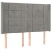 Image de vidaXL Tête de lit à LED Gris clair 147x16x118/128 cm Velours
