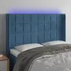 Image de vidaXL Tête de lit à LED Bleu foncé 147x16x118/128 cm Velours