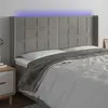 Image de vidaXL Tête de lit à LED Gris clair 163x16x118/128 cm Velours