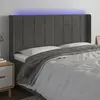 Image de vidaXL Tête de lit à LED Gris foncé 203x16x118/128 cm Velours