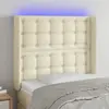 Image de vidaXL Tête de lit à LED Crème 83x16x118/128 cm Similicuir