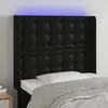 Image de vidaXL Tête de lit à LED Noir 93x16x118/128 cm Similicuir