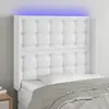Image de vidaXL Tête de lit à LED Blanc 93x16x118/128 cm Similicuir