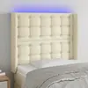Image de vidaXL Tête de lit à LED Crème 93x16x118/128 cm Similicuir