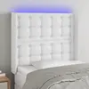 Image de vidaXL Tête de lit à LED Blanc 103x16x118/128 cm Similicuir