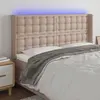 Image de vidaXL Tête de lit à LED Cappuccino 163x16x118/128 cm Similicuir