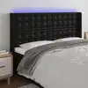 Image de vidaXL Tête de lit à LED Noir 183x16x118/128 cm Similicuir