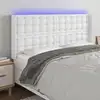 Image de vidaXL Tête de lit à LED Blanc 183x16x118/128 cm Similicuir