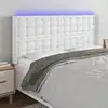 Image de vidaXL Tête de lit à LED Blanc 203x16x118/128 cm Similicuir