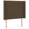 Image de vidaXL Tête de Lit à LED Meuble de Chambre à Coucher Accessoire de Lit Simple Tête de Cadre de Lit Intérieur Marron Foncé 103x16x118/128 cm Tissu