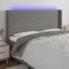 Image de vidaXL Tête de lit à LED Gris foncé 163x16x118/128 cm Tissu