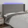 Image de vidaXL Tête de lit à LED Gris foncé 183x16x118/128 cm Tissu