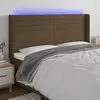 Image de vidaXL Tête de lit à LED Marron foncé 203x16x118/128 cm Tissu