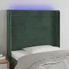 Image de vidaXL Tête de lit à LED Vert foncé 83x16x118/128 cm Velours