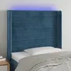 Image de vidaXL Tête de lit à LED Bleu foncé 103x16x118/128 cm Velours
