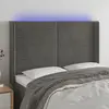 Image de vidaXL Tête de lit à LED Gris foncé 147x16x118/128 cm Velours
