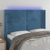Image de vidaXL Tête de lit à LED Bleu foncé 147x16x118/128 cm Velours