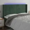 Image de vidaXL Tête de lit à LED Vert foncé 203x16x118/128 cm Velours