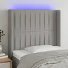 Image de vidaXL Tête de lit à LED Gris clair 83x16x118/128 cm Tissu