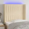 Image de vidaXL Tête de lit à LED Crème 83x16x118/128 cm Tissu