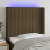 Image de vidaXL Tête de lit à LED Marron foncé 93x16x118/128 cm Tissu